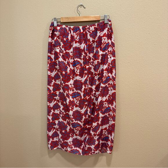 NWT Tuckernuck Xirena Red Blue Cotton Silk Maxi Skirt Large - Picture 6 of 12